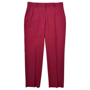 NWT Theory Treeca Pant - Mulberry Red Cropped Tailored Fit Wool Trousers sz 8